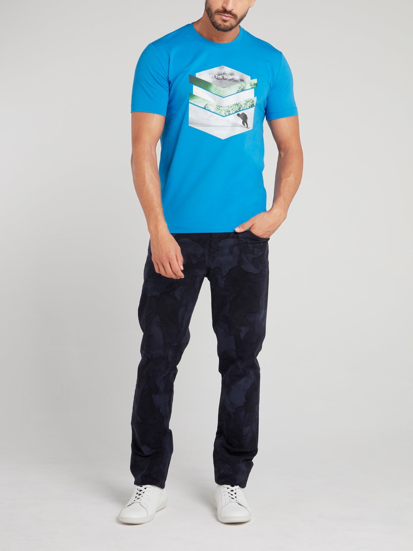 Blue Chevron Graphic T-Shirt