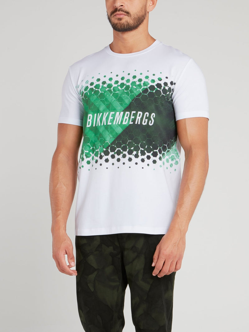 White Hexagon Print T-Shirt