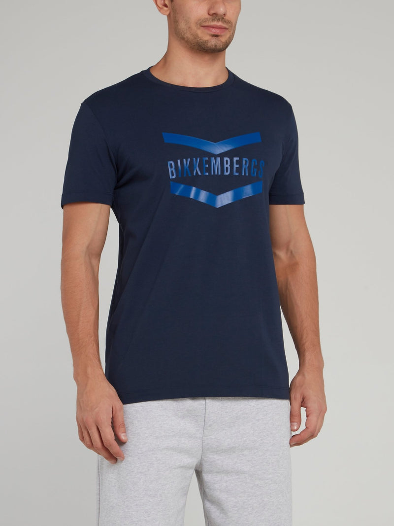 Navy Logo Chevron T-Shirt
