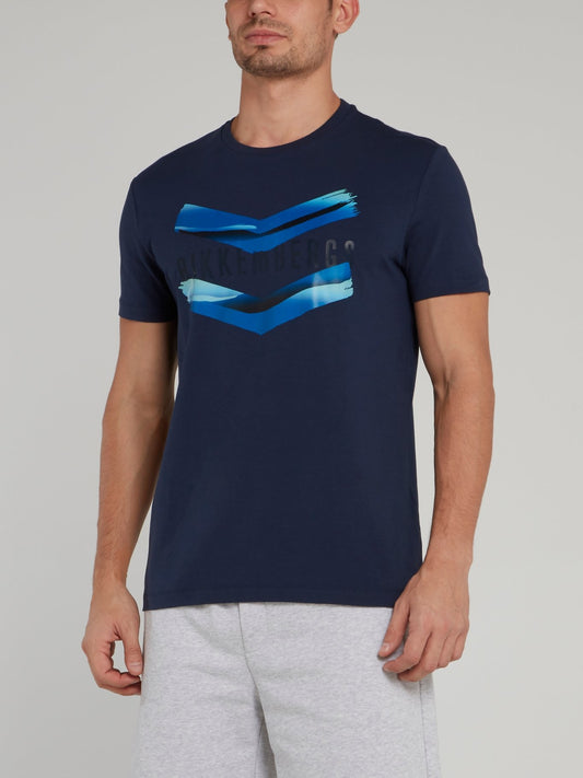 Navy Painted Chevron Logo T-Shirt