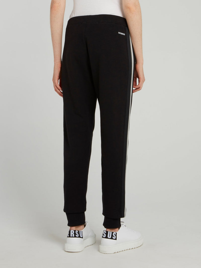 Black Drawstring Side Stripe Sweatpants
