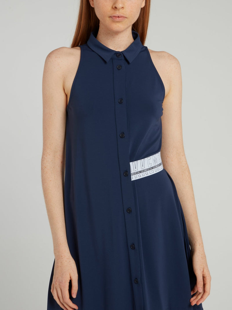 Dirk Bikkembergs Navy Asymmetric Shirt Dress L / Navy Dirk Bikkembergs Navy Asymmetric Shirt Dress L / Navy