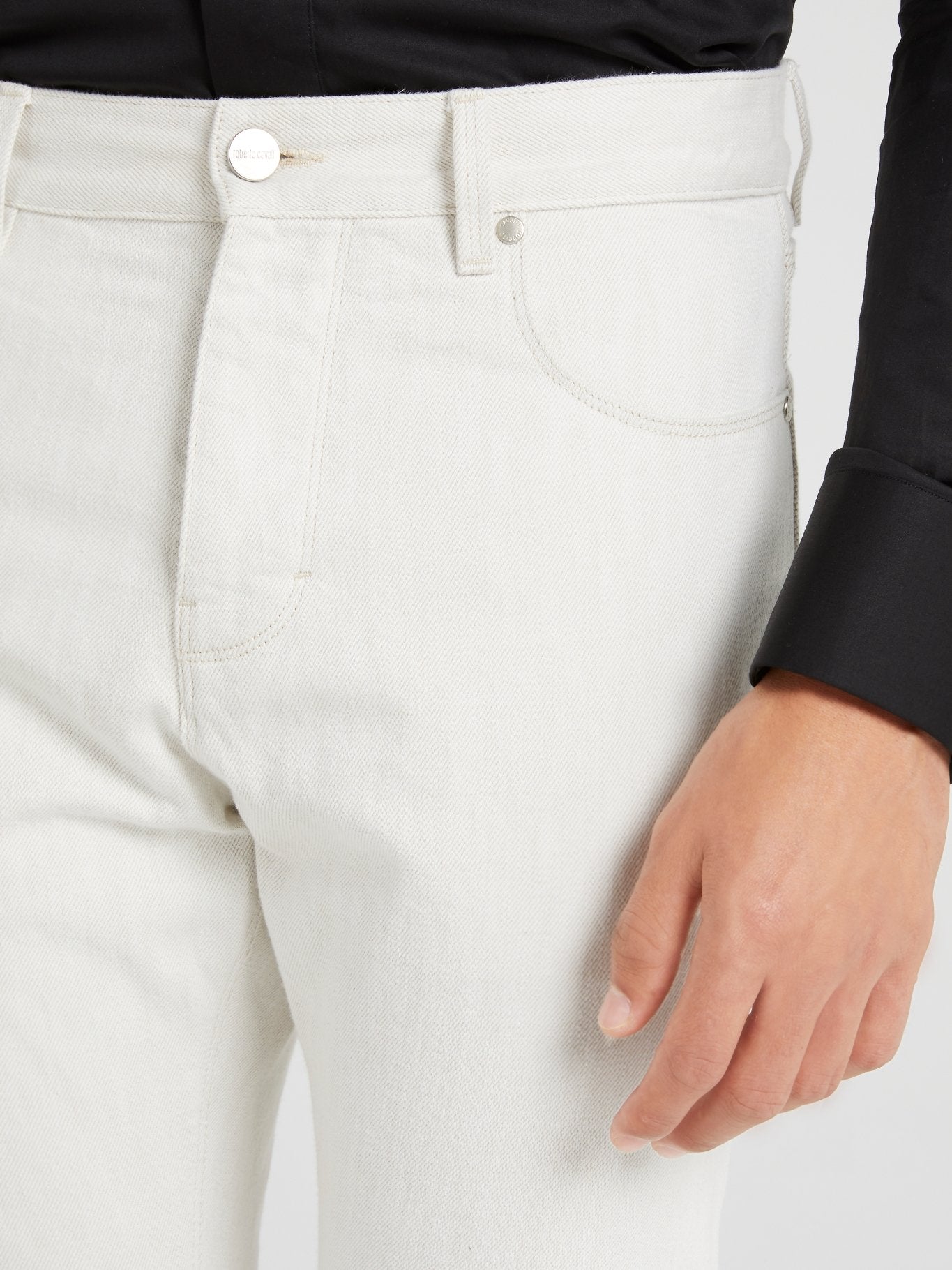 White Slim Fit Woven Trousers