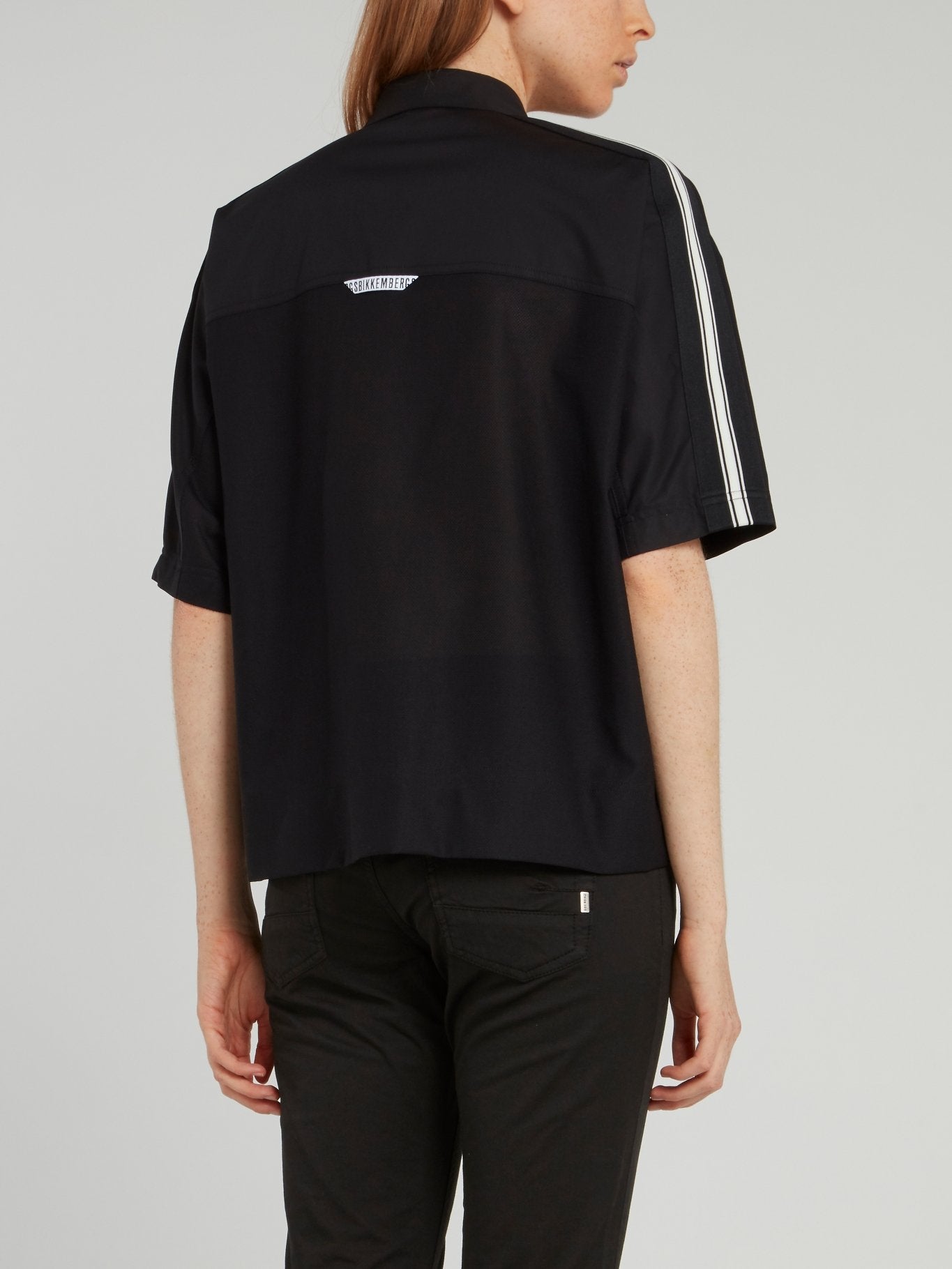 Black Shoulder Stripe Half Sleeve Shirt