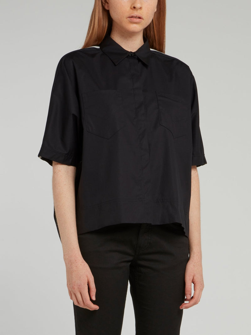 Black Shoulder Stripe Half Sleeve Shirt