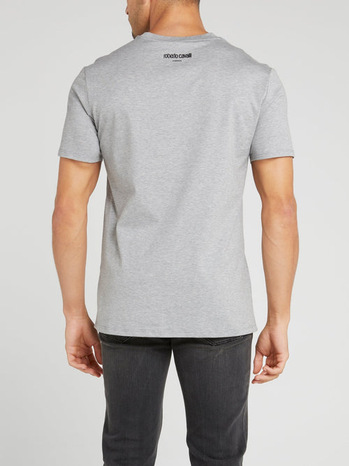 Grey Statement Cotton T-Shirt