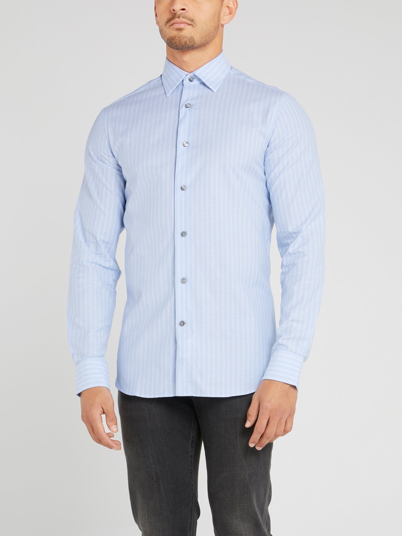 Light Blue Striped Long Sleeve Shirt