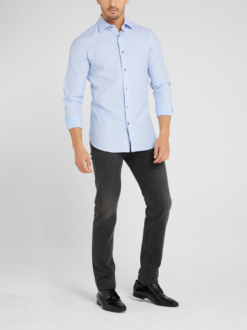Light Blue Striped Long Sleeve Shirt