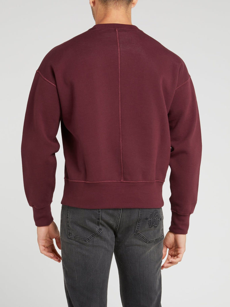 Burgundy Statement Woven Sweatshirt