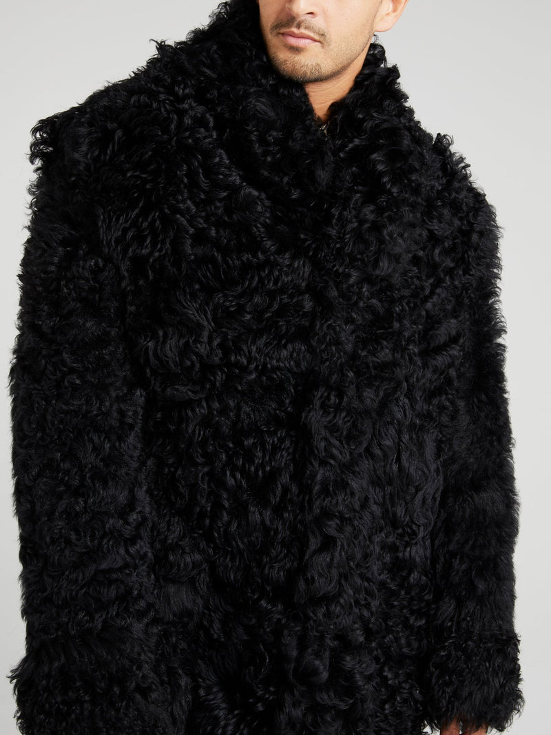 Black Oversized Fur Jacket