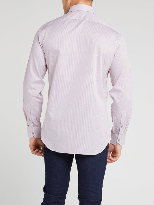 Фиолетовая рубашка с длинными рукавами в тонкую полоску