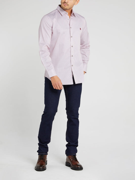 Фиолетовая рубашка с длинными рукавами в тонкую полоску