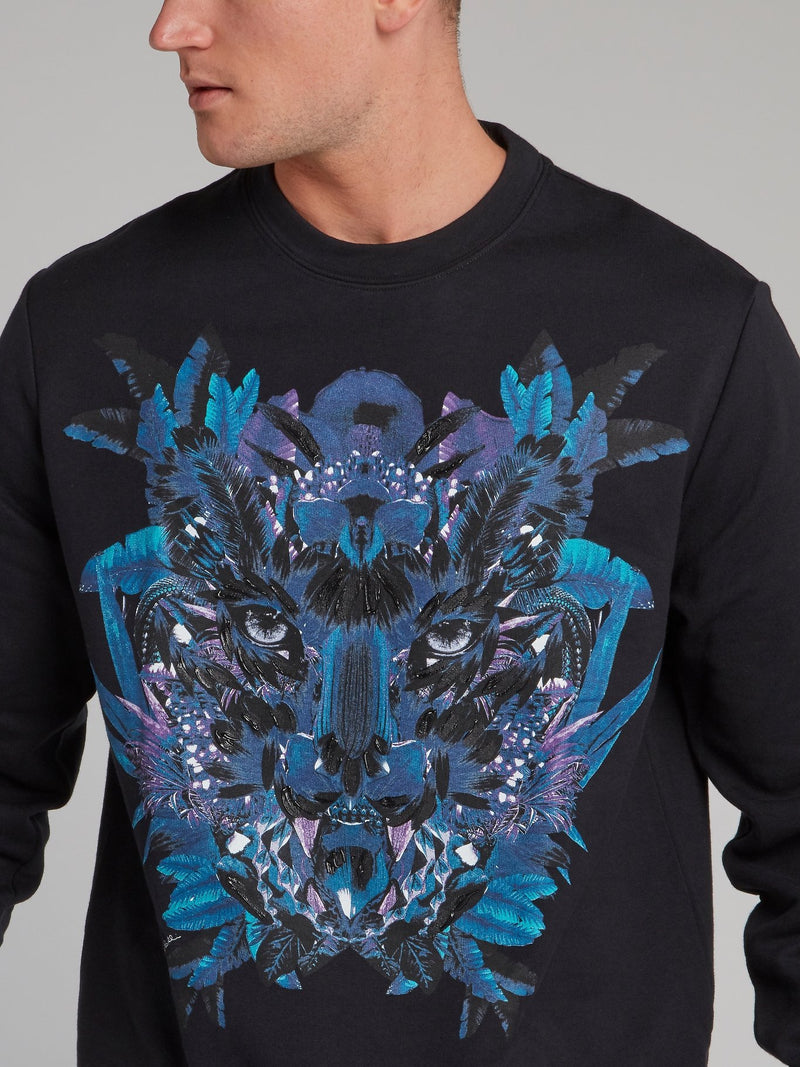 Black Jungle Leopard Sweatshirt
