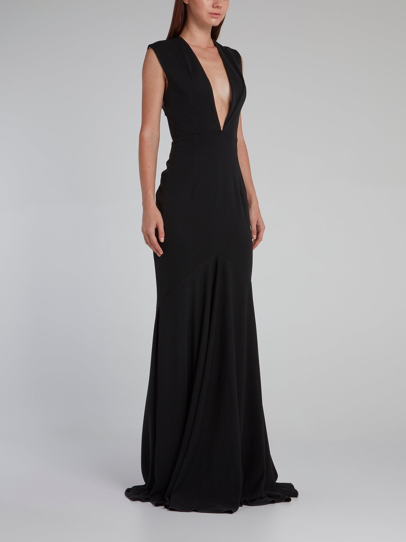 Black Rear Sequin Plunge Gown