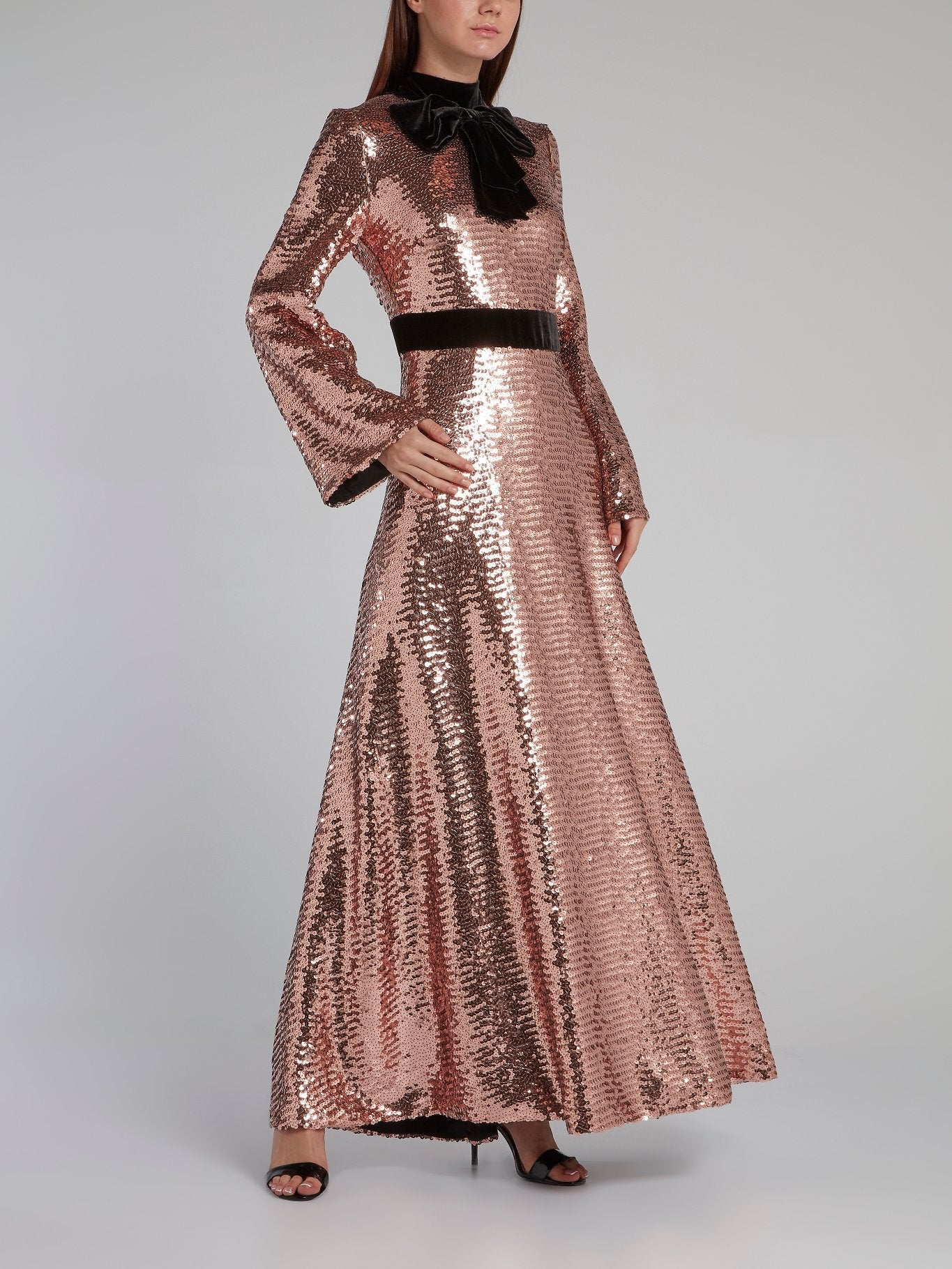 Metallic Bow Tie Sequin Maxi Dress Maison-B-More Global Store Metallic Bow Tie Sequin Maxi Dress Maison-B-More Global Store