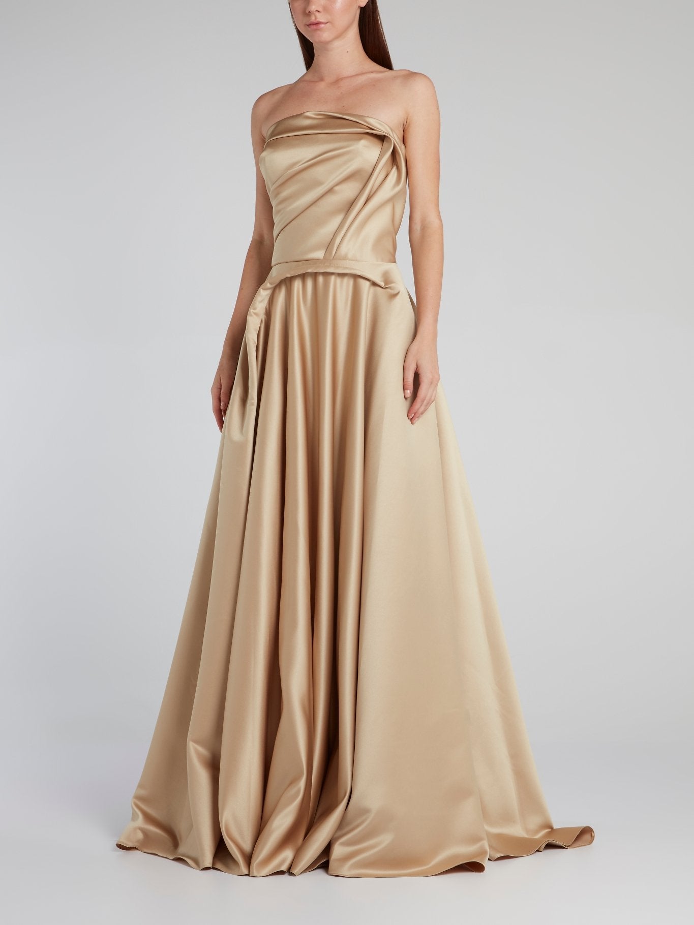 Gold Sculpted Mikado Gown 40 / Gold