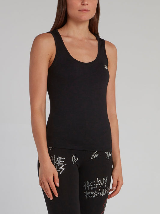 Black Monogram Appliquéd Tank Top