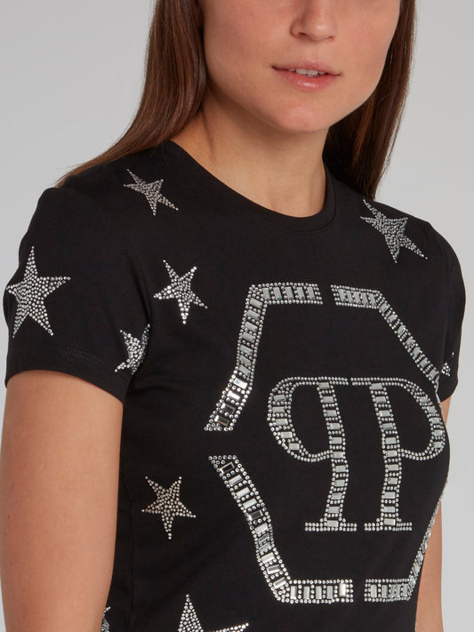 Black Crystal Monogram T-Shirt