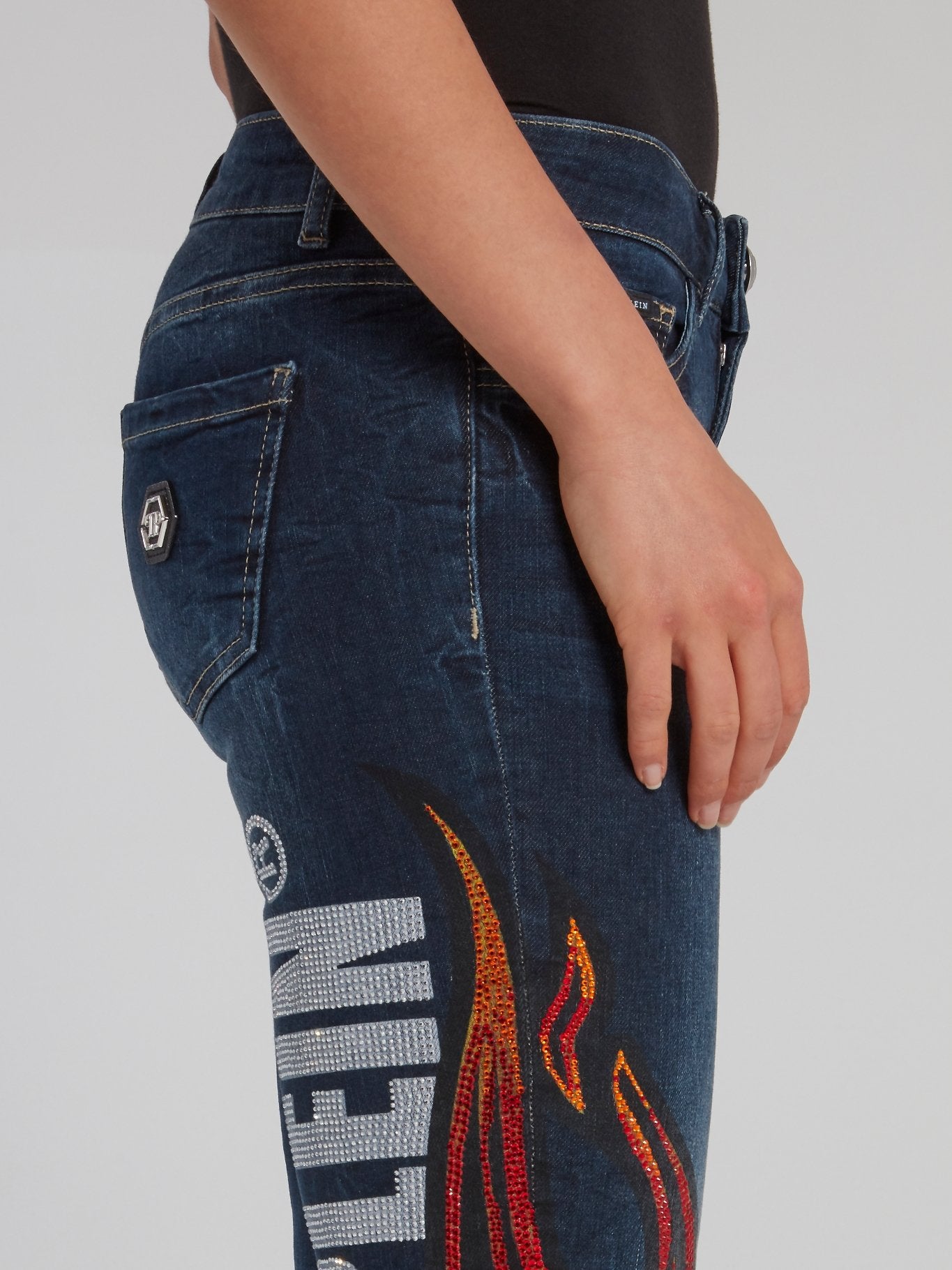Flame Studded Slim Fit Jeans
