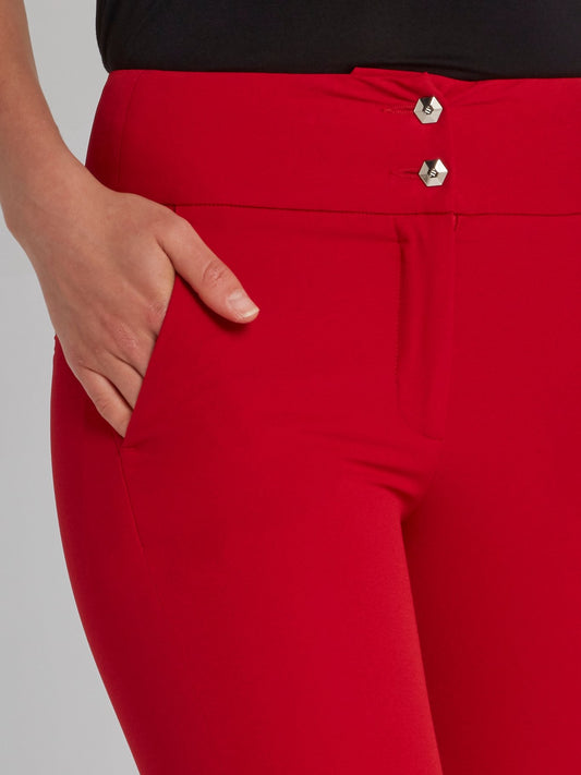 Red Slim Fit Suit Trousers