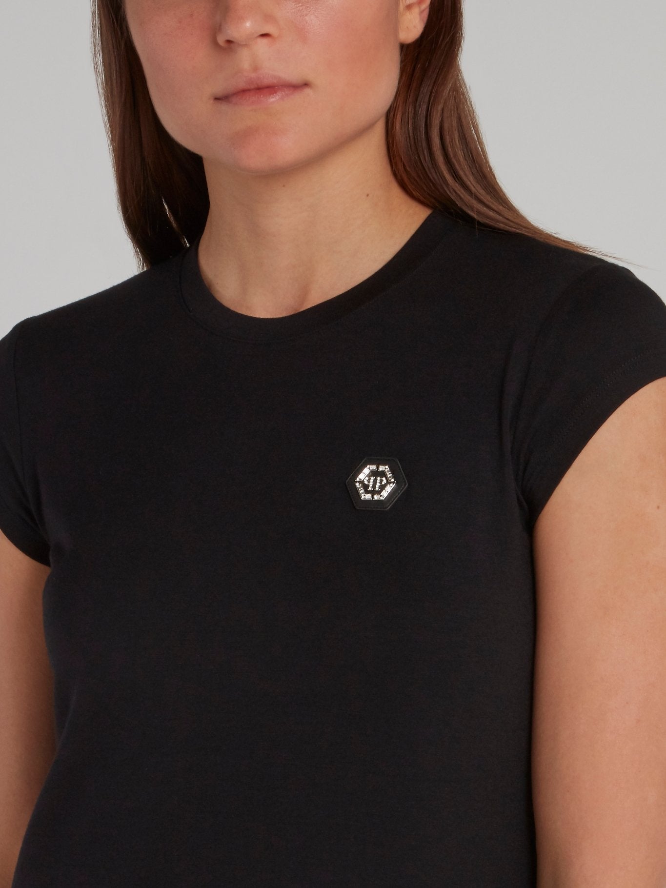 Black Monogram Appliquéd Crewneck T-Shirt