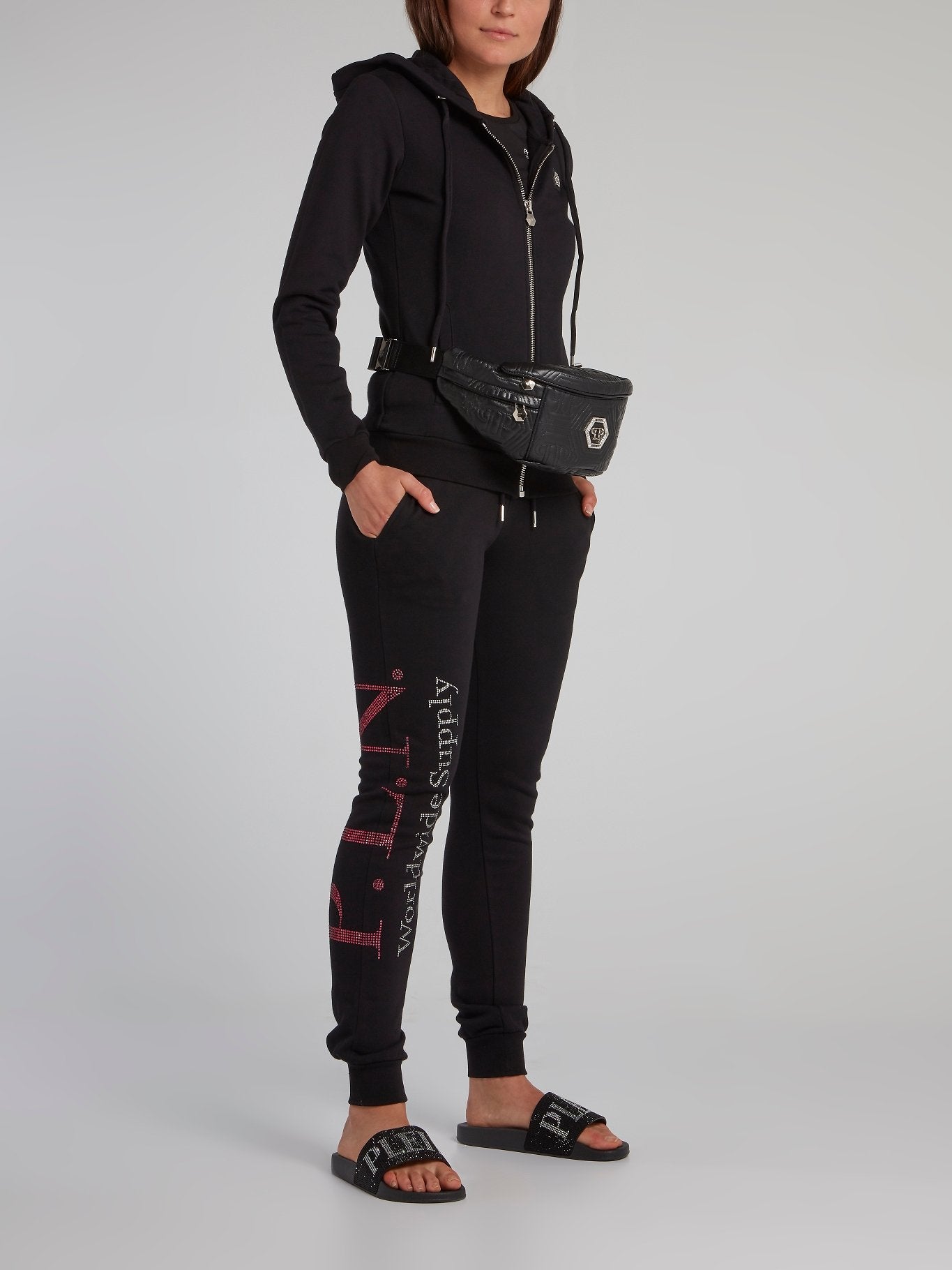 Black Studded Statement Jogging Trousers