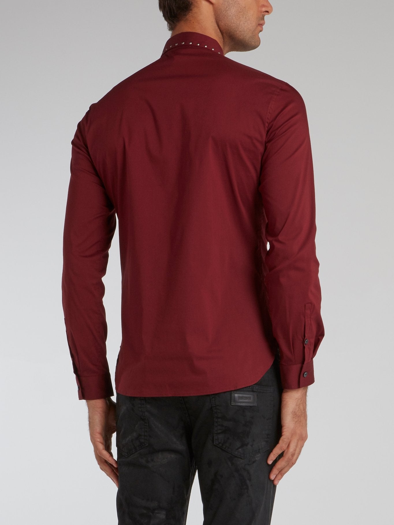 Burgundy Studded Collar Shirt