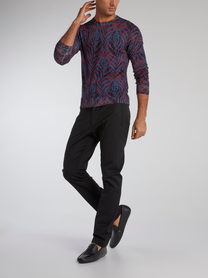 Purple Jacquard Pattern Pullover