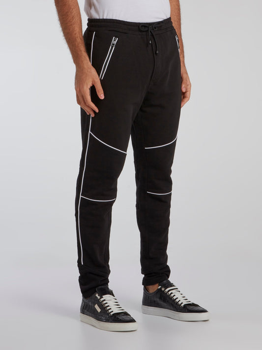 Black Contrast Lining Track Trousers