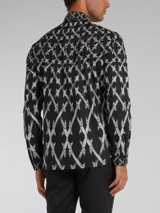 Black Pattern Print Shirt