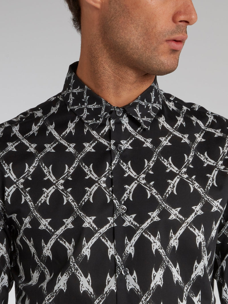 Black Pattern Print Shirt