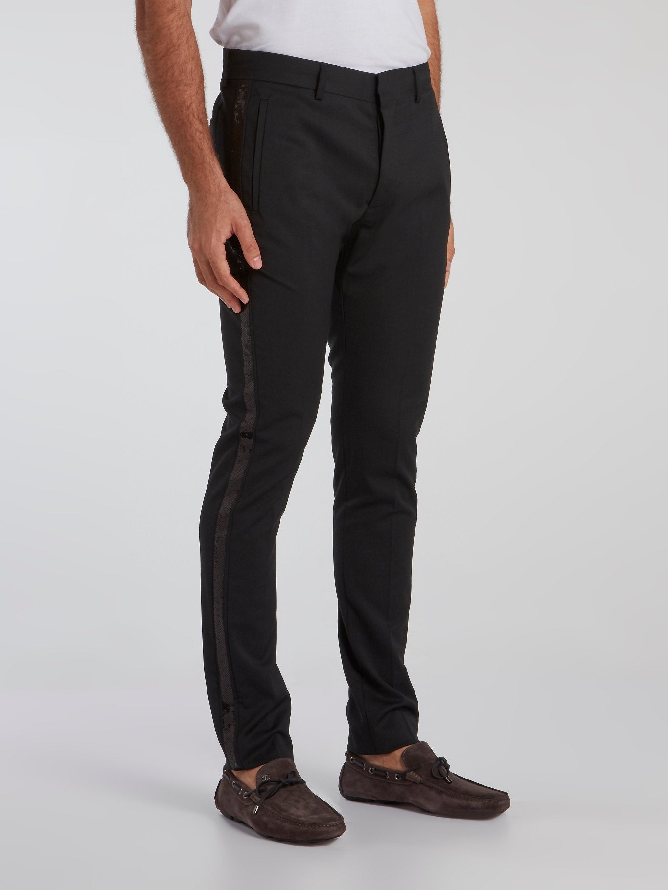 Black Embellished Suit Pants