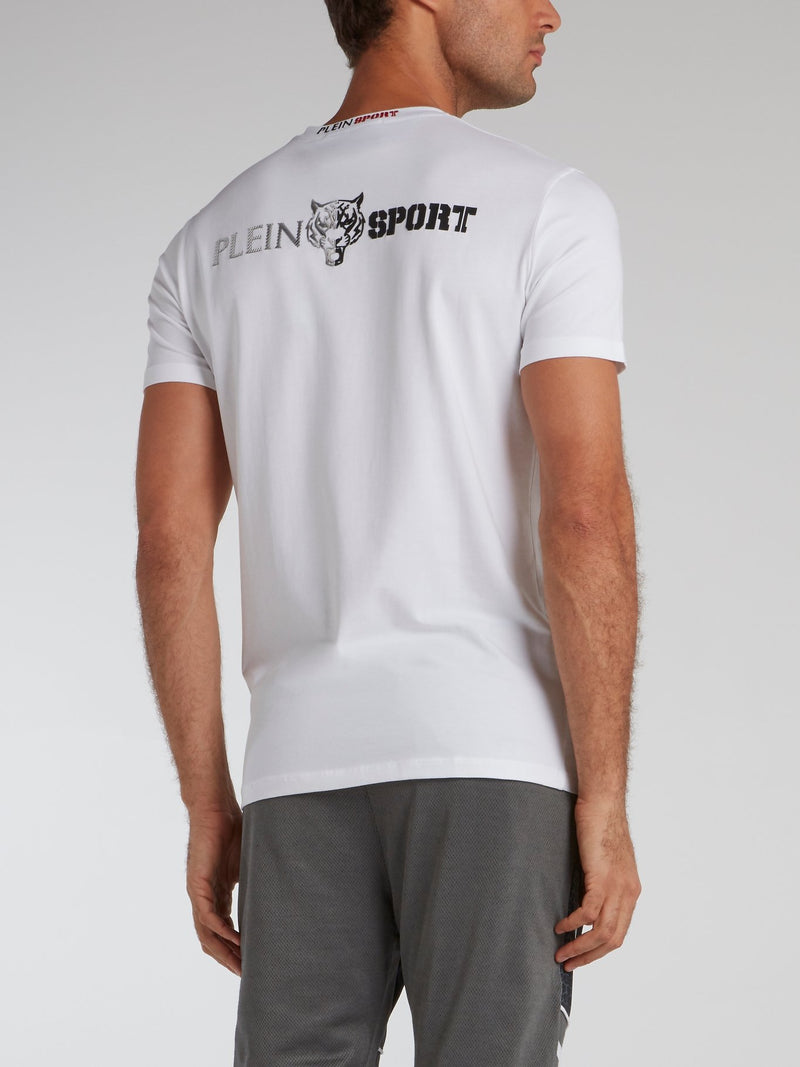 Edberg White Tiger Print T-Shirt