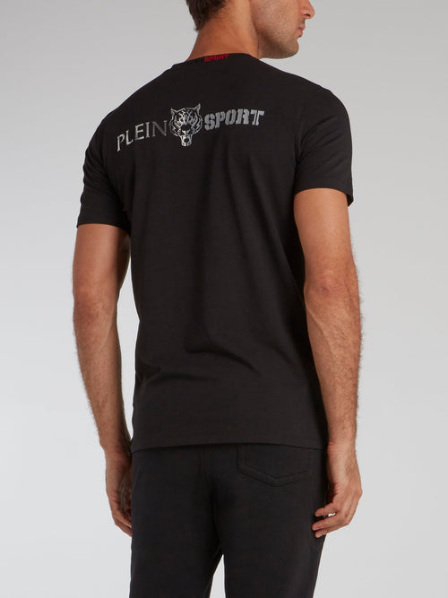 Edberg Black Tiger Print T-Shirt