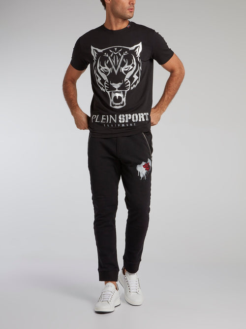 Edberg Black Tiger Print T-Shirt