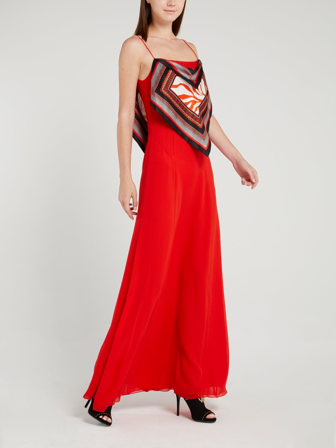 Red Flap Silk Maxi Dress
