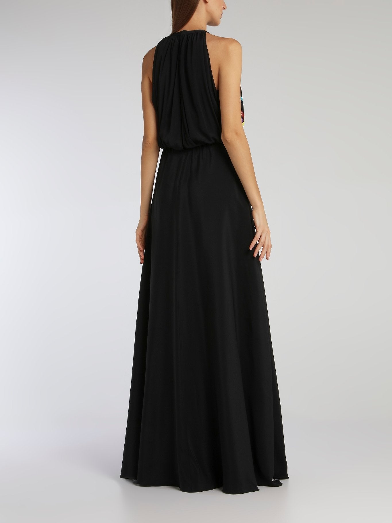 Black Sequin Detail Halter Dress
