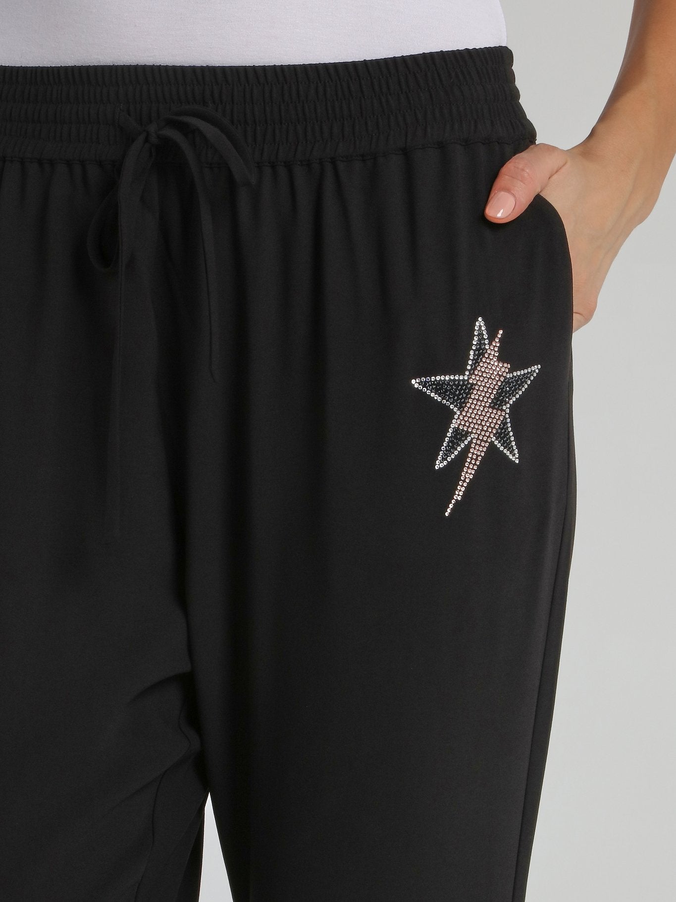 Black Star Detail Harem Pants