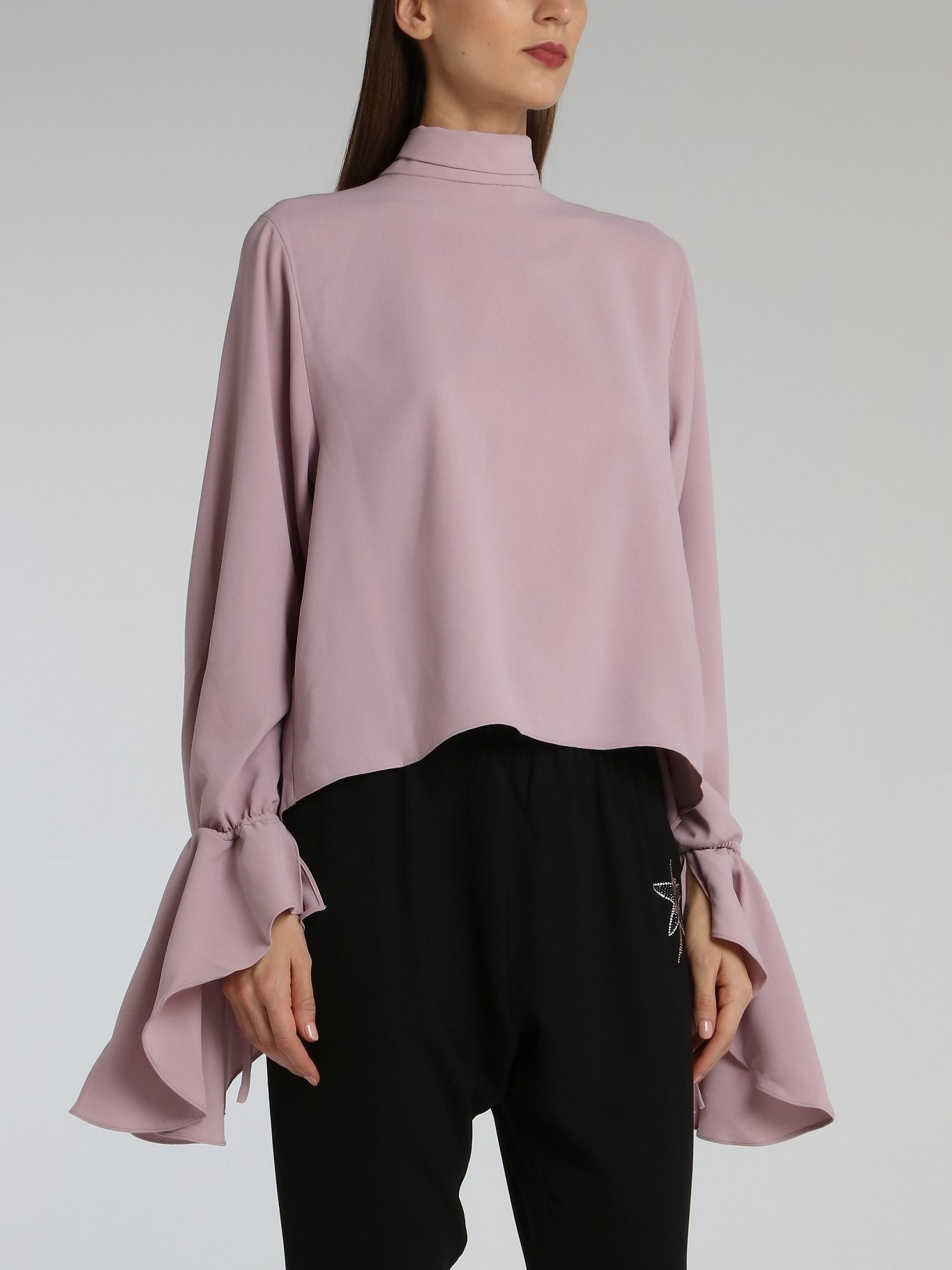 Purple Flared Cuff Tent Blouse L / Purple
