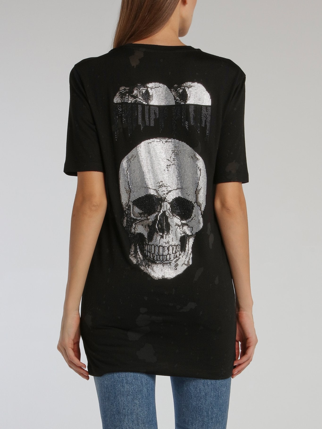 Black Rear Skull Oversized T-Shirt