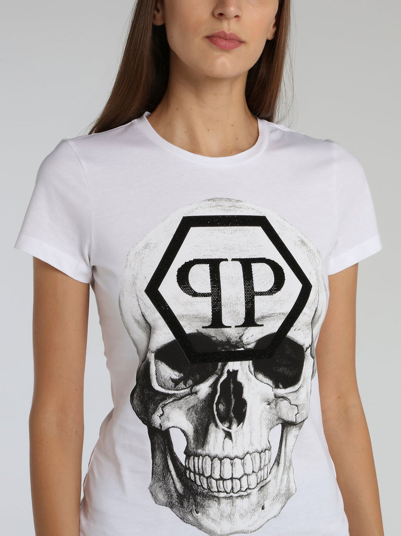 White Monogram Skull T-Shirt