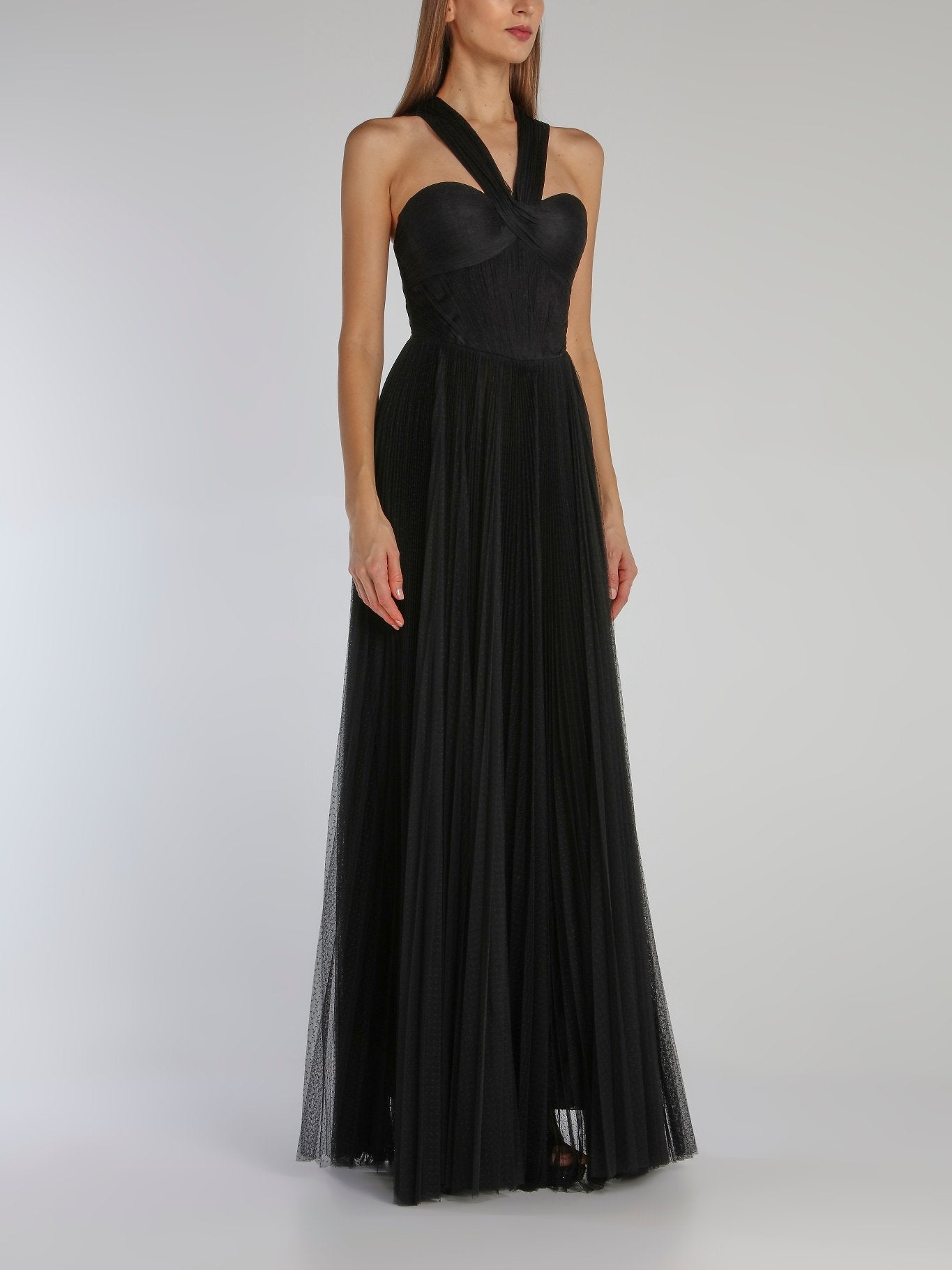 Luciana Black Tulle Maxi Dress 44 / Black