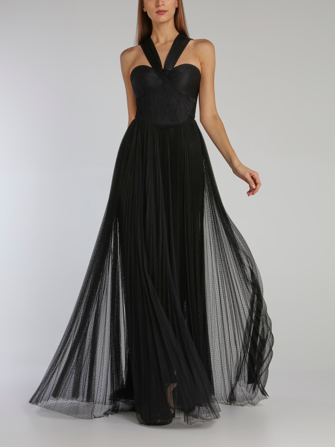 Luciana Black Tulle Maxi Dress