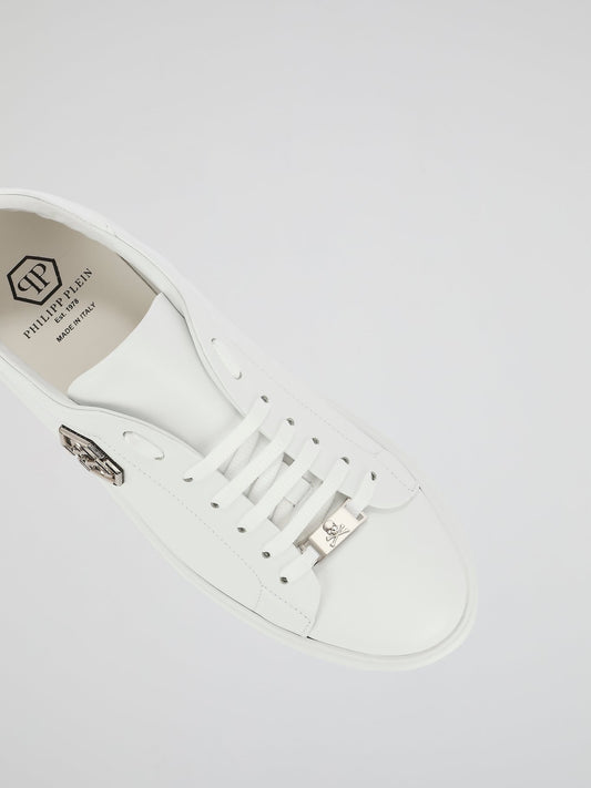 White Monogram Leather Sneakers