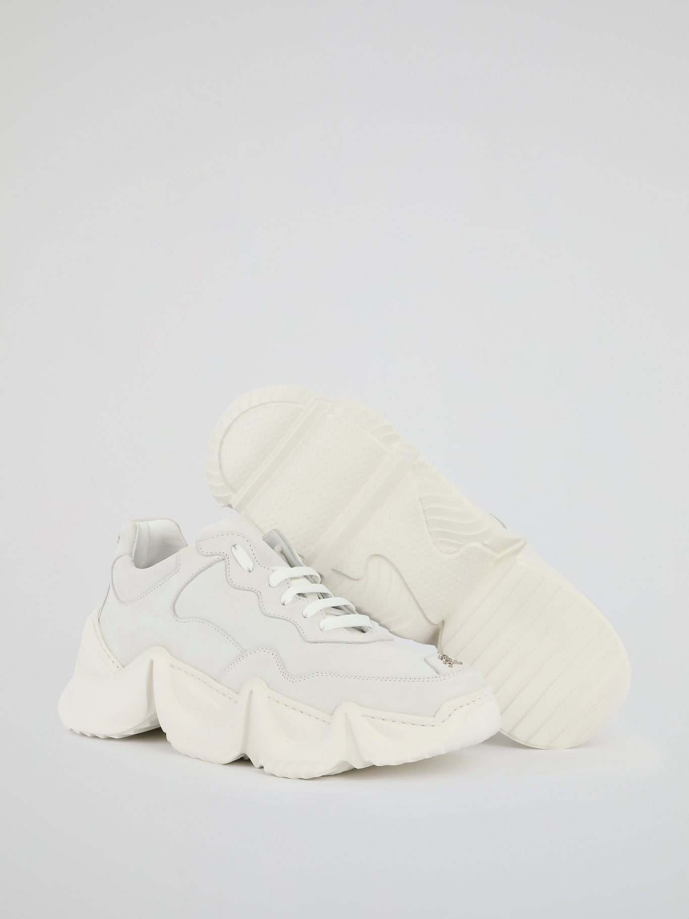 White Chunky Sole Skull Trainers