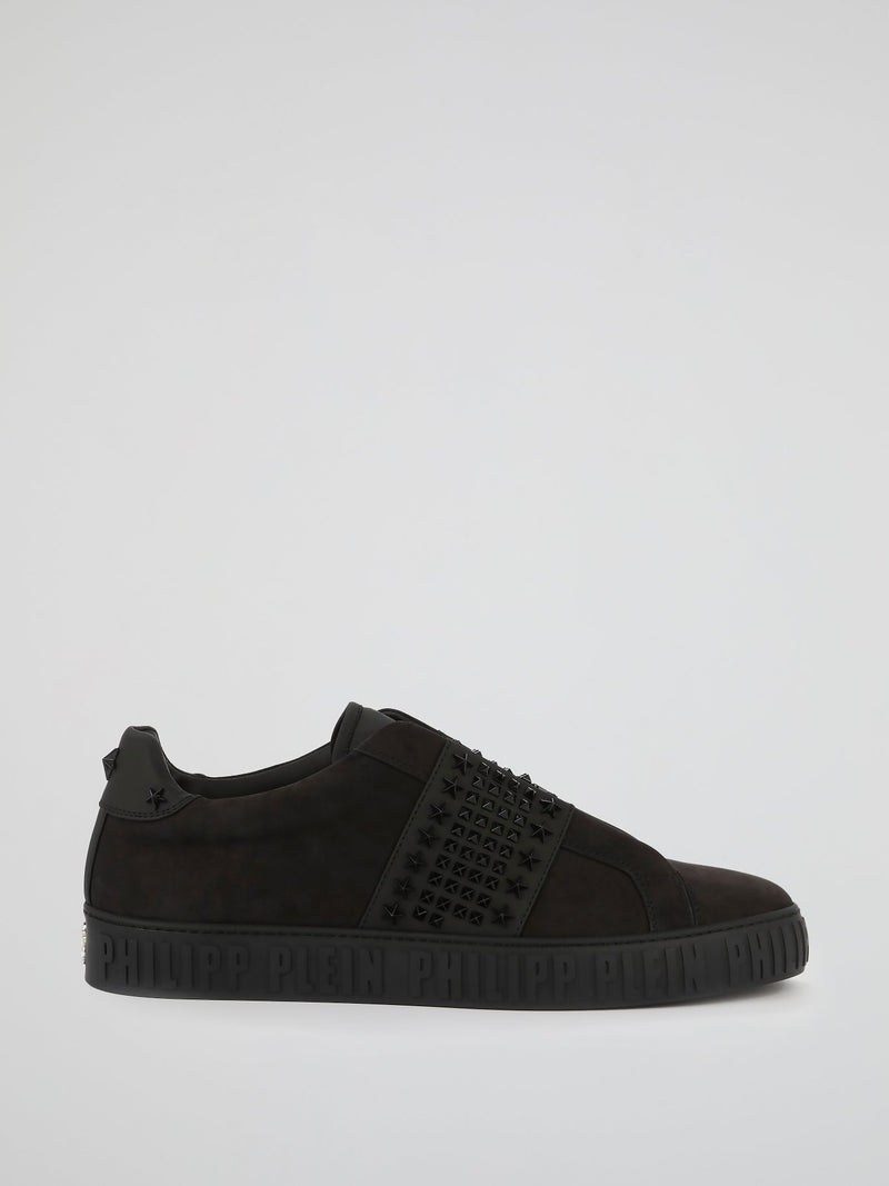Black Spike Studded Low Top Sneakers
