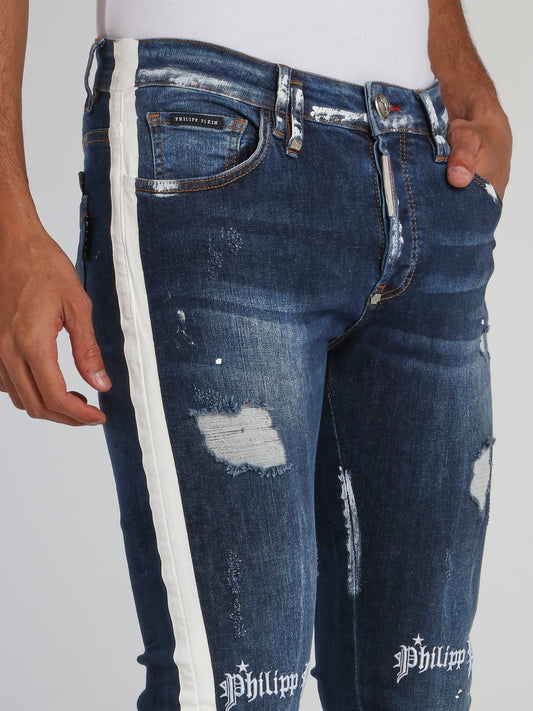 Gothic Plein Contrast Distressed Jeans