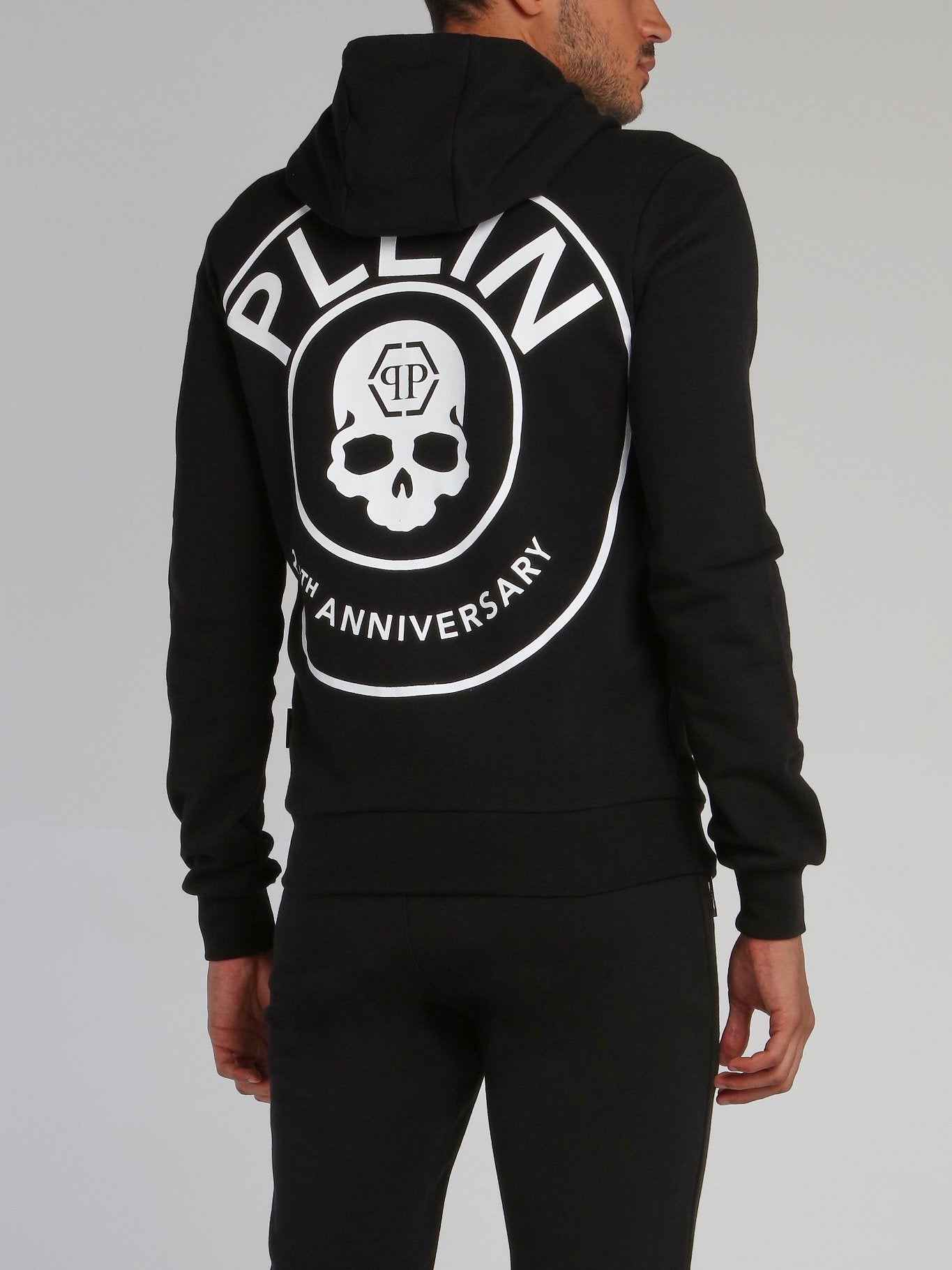 Black Rear Skull Print Sweat Jacket