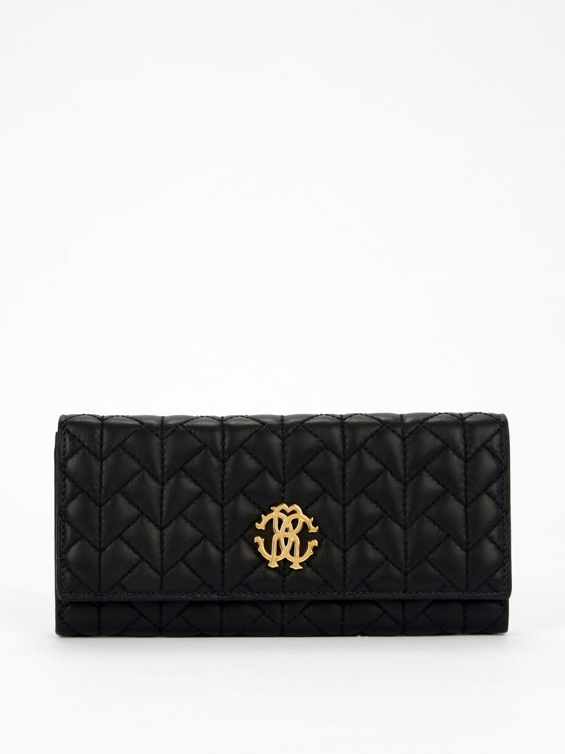 Black Quilted Continental Clutch