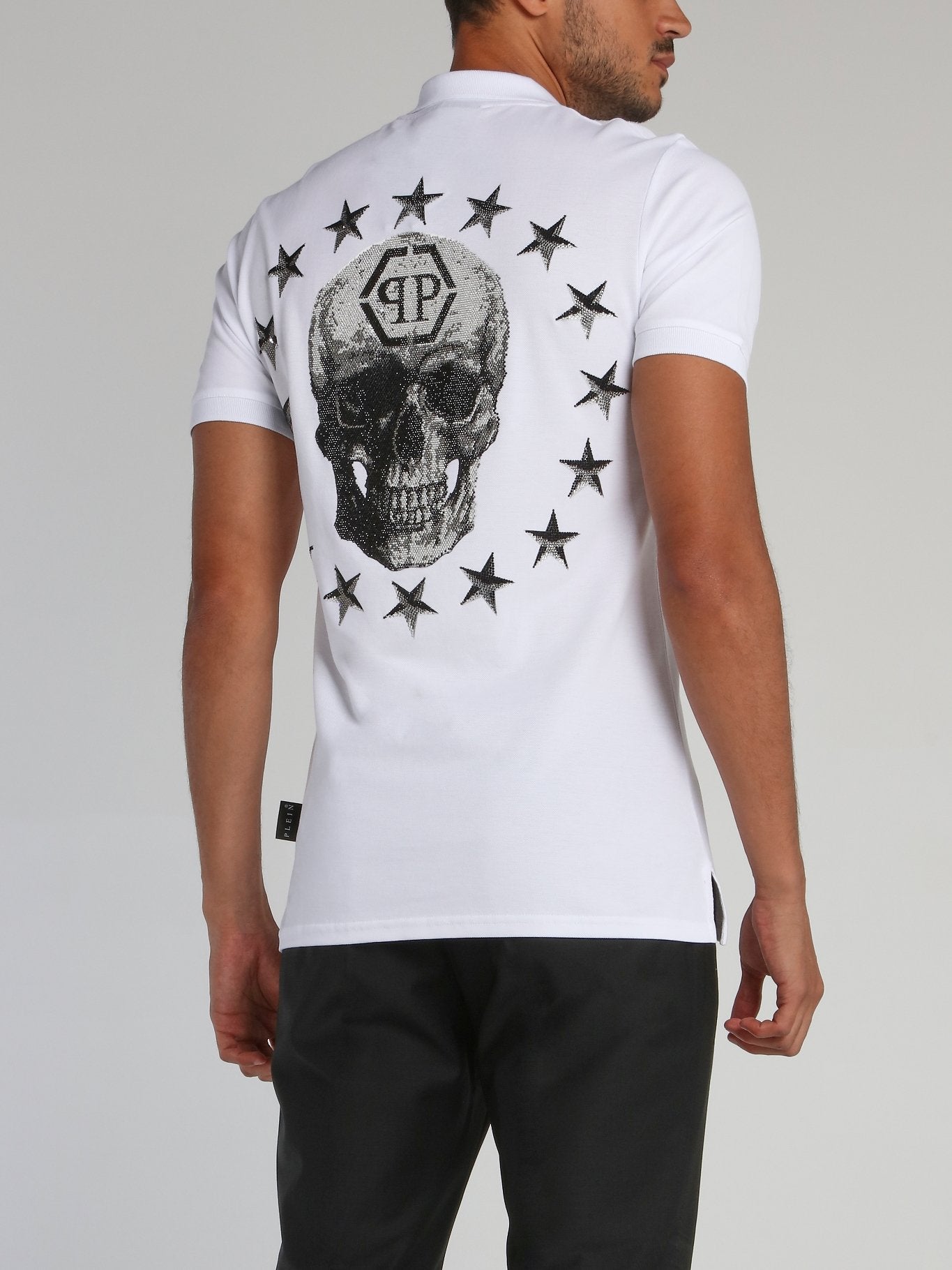 White Stars and Skull Polo Shirt
